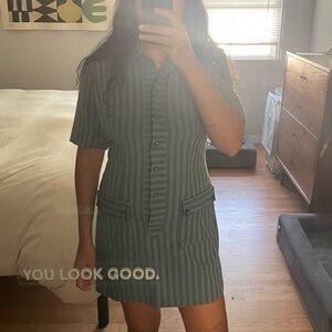 Vintage green striped shift dress